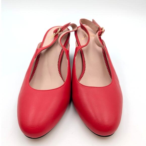 J. Crew Leather Slingback Pumps Almond Toe Women's Bright Cerise Size US8 EU39 - Picture 2 of 10